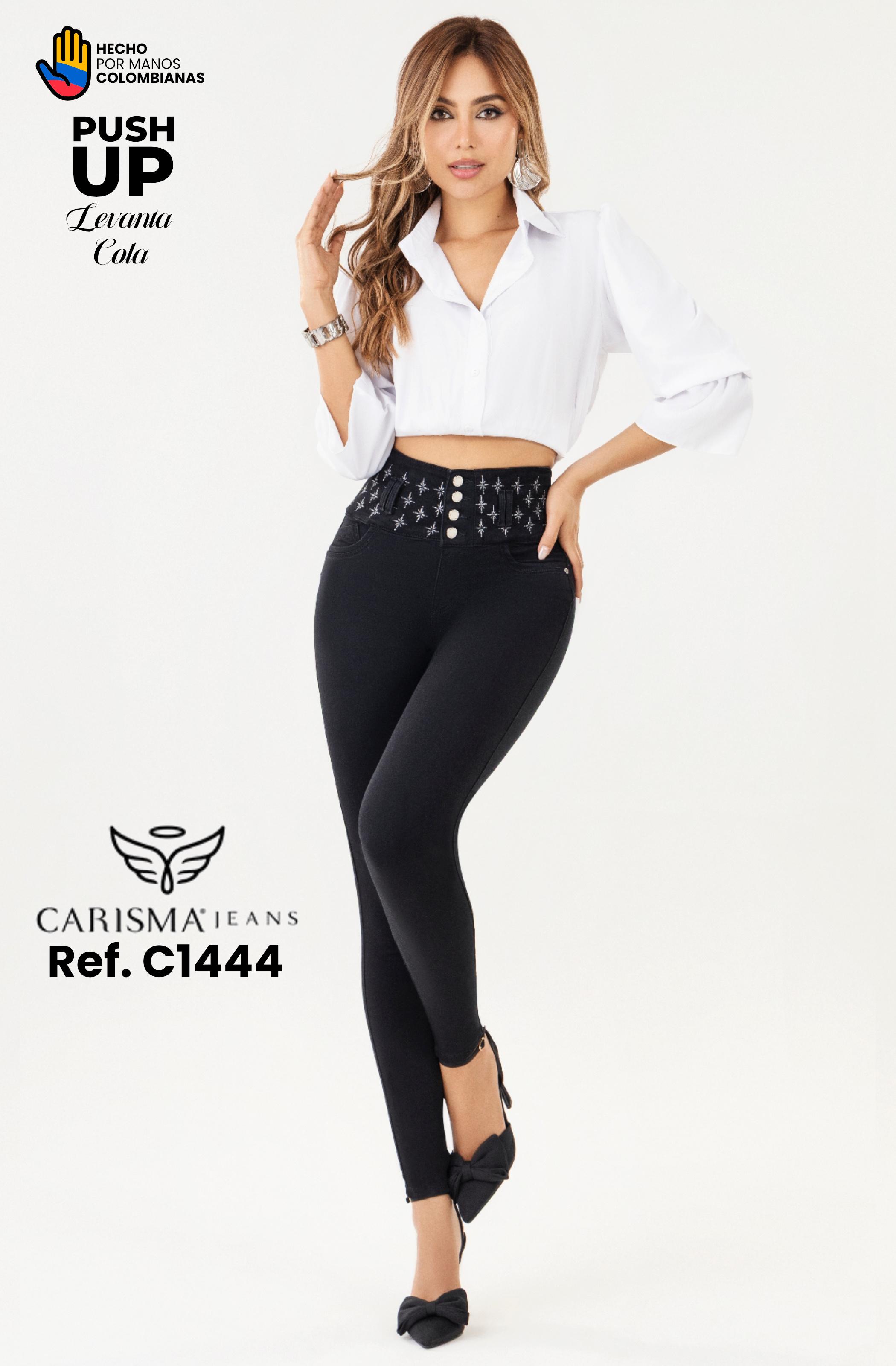 Pantalón colombiano con pretina de estrellas y realce total